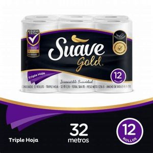 PAPEL HIGIENICO SUAVE GOLD 32M 4*12